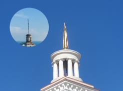 Главная башня Цимлянска получила позолоченный шпиль вместо ржавой радиовышки