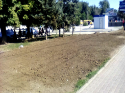 Над проложенными трубами на территории вокзала Волгодонска посеяли газон