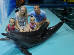 Виктория и ее семья в дельфинарии