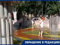 Волгодончанка поблагодарила сотрудников парка «Победы» за уборку фонтана