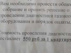 Жителей Волгодонска известили о необходимости провести диагностику газового оборудования за 550 рублей с квартиры 