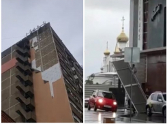 Штормовым ветром сорвало баннеры с «Макдоналдса» и утеплитель с МКД в Волгодонске