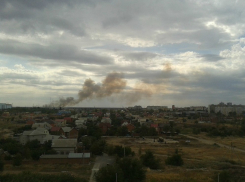 В Волгодонске во время дождя горит поле 