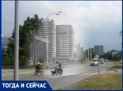 Волгодонск тогда и сейчас: одинокий мотоциклист на проспекте Курчатова