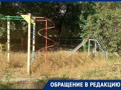 «С начала мая покос был один раз!»: жильцы дома по улице Энтузиастов жалуются на заросшую травой детскую площадку