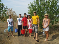 Молодежь на набережной спасала деревья от летнего зноя