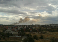 В Волгодонске во время дождя горит поле 