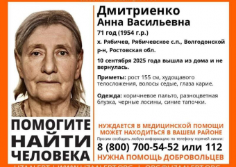 В Волгодонском районе пропала 71-летняя Анна Дмитриенко