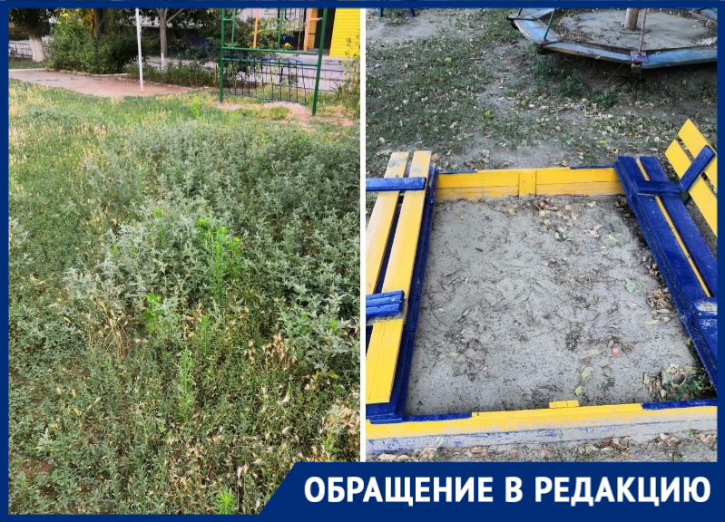 «Песка нет, зато трава по колено»: волгодонцы о состоянии детской площадки на Курчатова