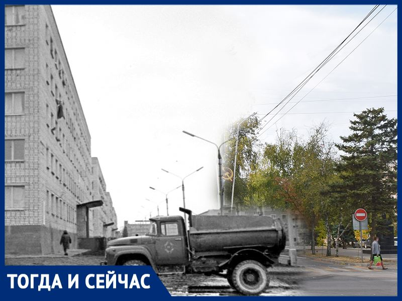 Волгодонск тогда и сейчас: рабочие-первостроители за деревьями