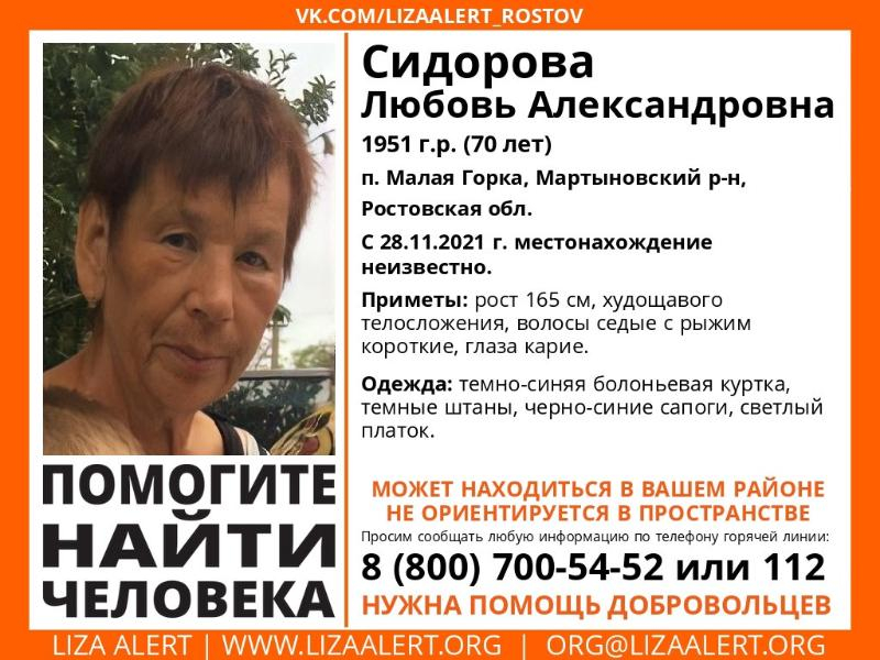 Волгодонцев просят оказать содействие в поисках без вести пропавшей жительницы Мартыновского района
