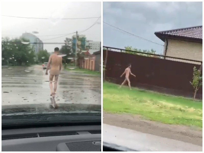 Голый мужчина в дождь решил прогуляться по улицам Волгодонска