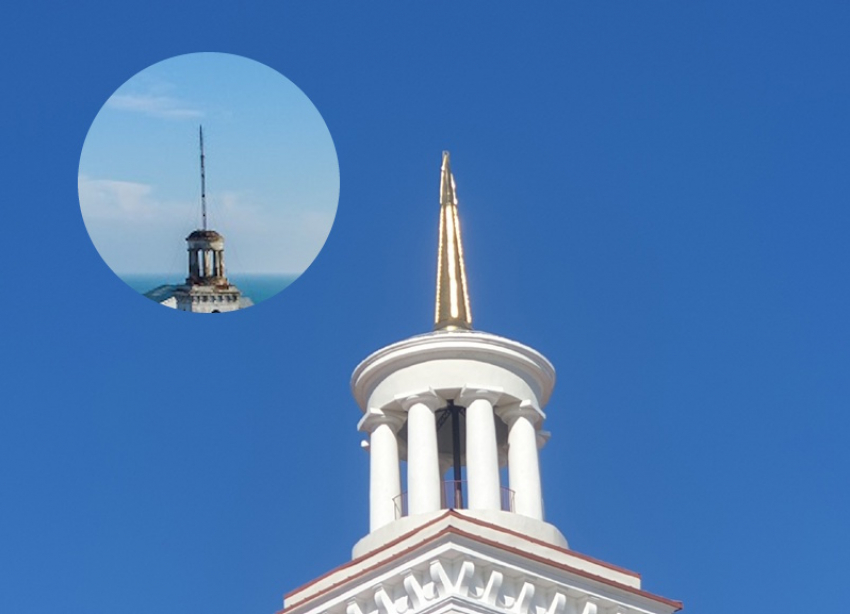 Главная башня Цимлянска получила позолоченный шпиль вместо ржавой радиовышки