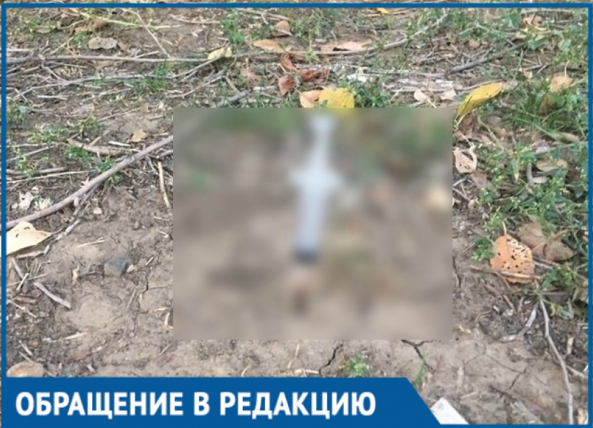 Воткнутый в землю использованный шприц шокировал молодую маму в Волгодонске 