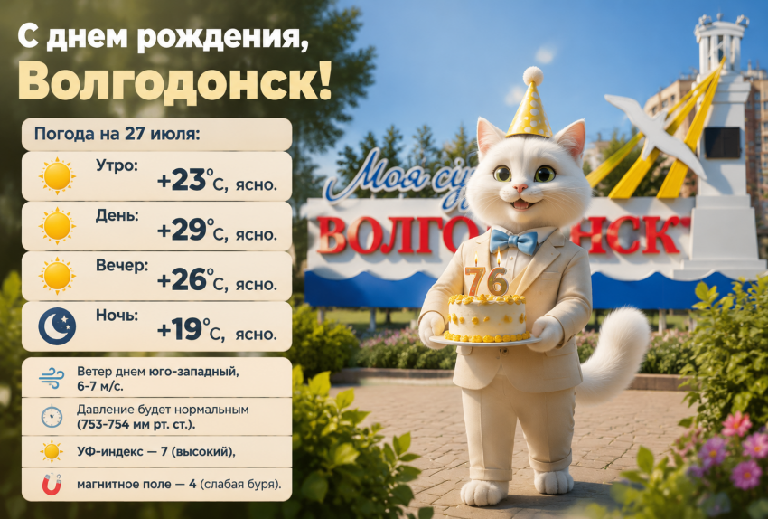 Понедельник в Волгодонске порадует солнечной, теплой погодой 