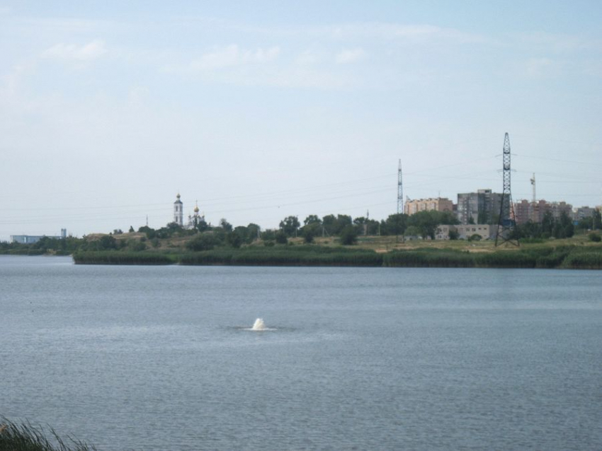 В Волгодонске посреди залива забил большой фонтан