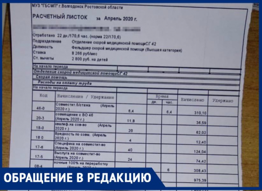 «Где наши деньги»: сотрудники скорой помощи Волгодонска пожаловались на отсутствие выплат за работу с ковидными больными 