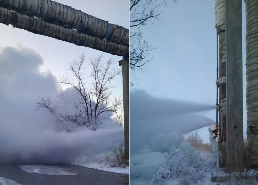 «А люди не сварятся?»: фонтан кипятка бьет на 9-Заводской улице в Волгодонске на дорогу