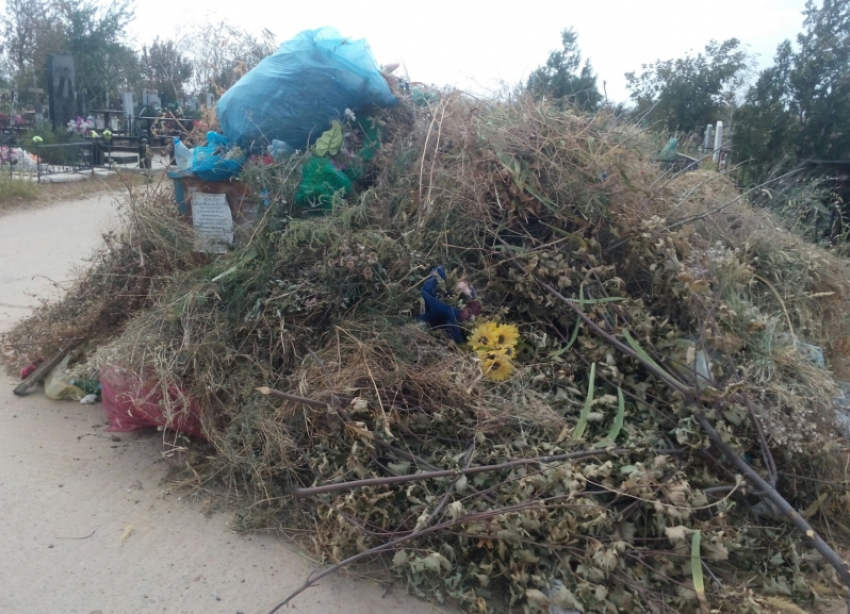 Волгодонцы заполнили мусором Аллею почетных захоронений на кладбище №2