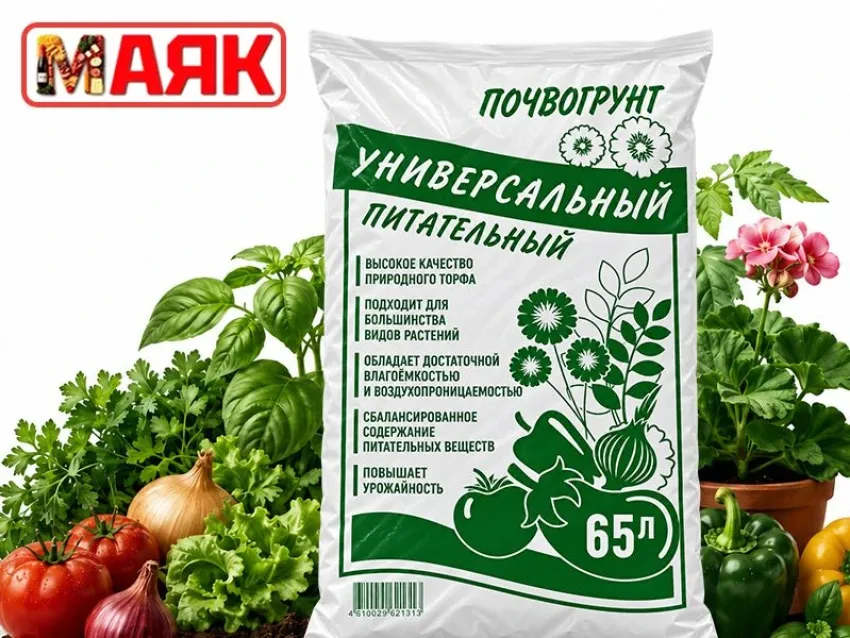 Товар дня: почвогрунт «Универсальный» 65л  за 275₽
