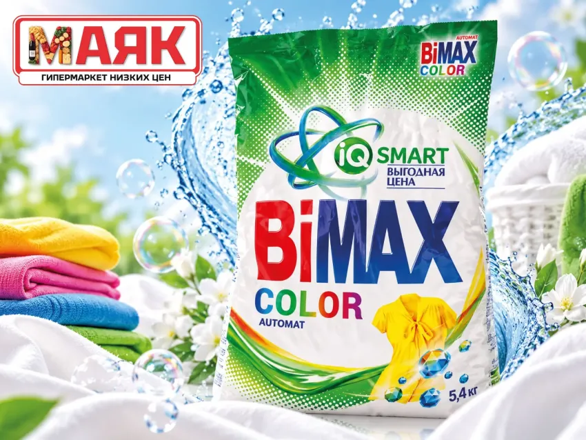Товар дня: стиральный порошок BIMAX COLOR  5,4 кг за 413,90 ₽