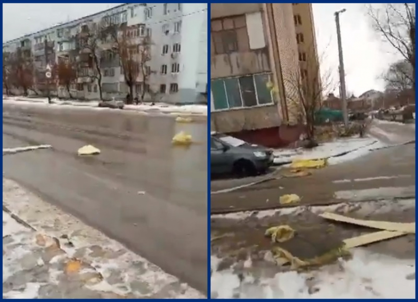 Бушующий ветер срывает обшивку с домов в Волгодонске
